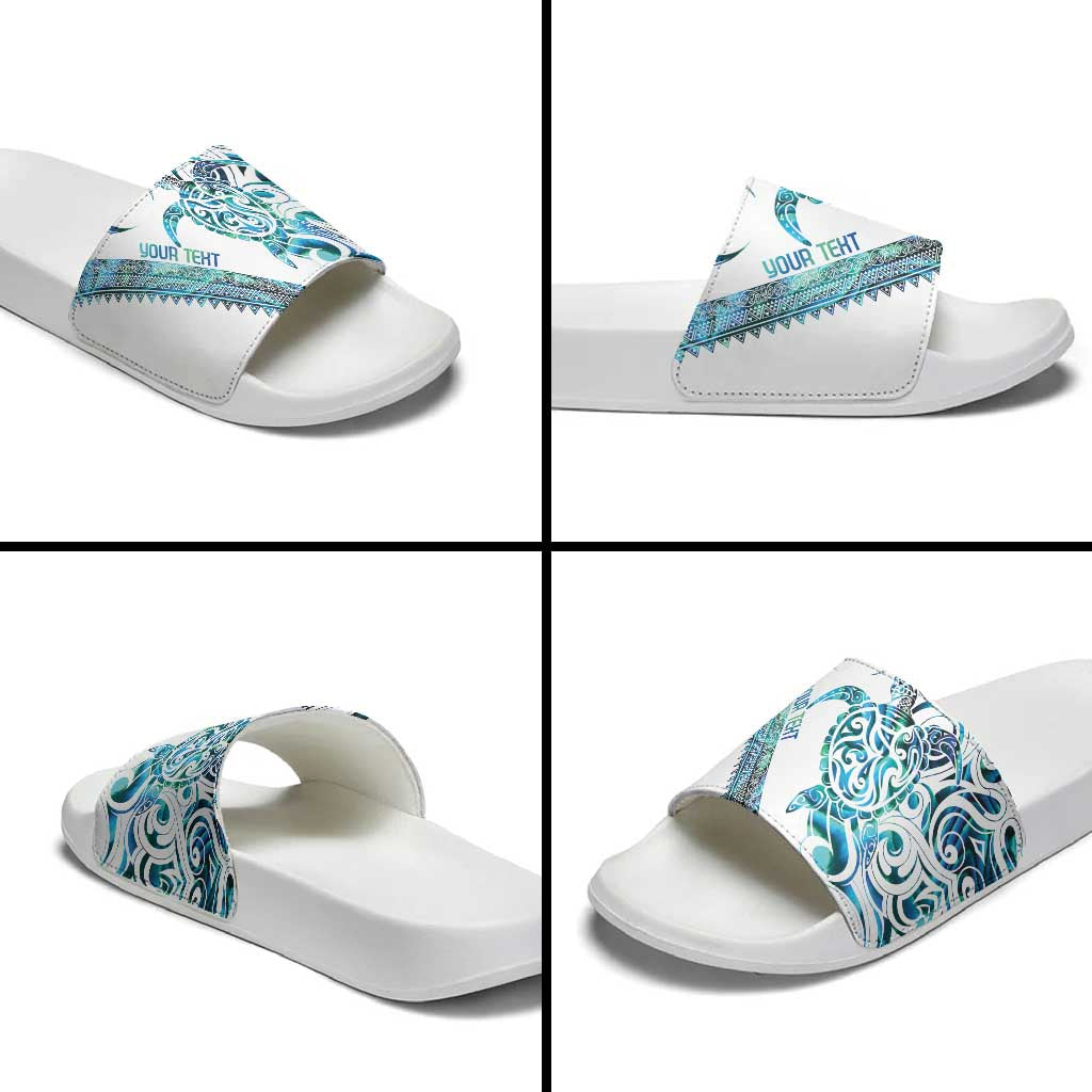 Kahui Whetu Paua shell Kowhaiwhai Taniko Personalised Slide Sandals Turtle Tattoo Maori Tribal Style