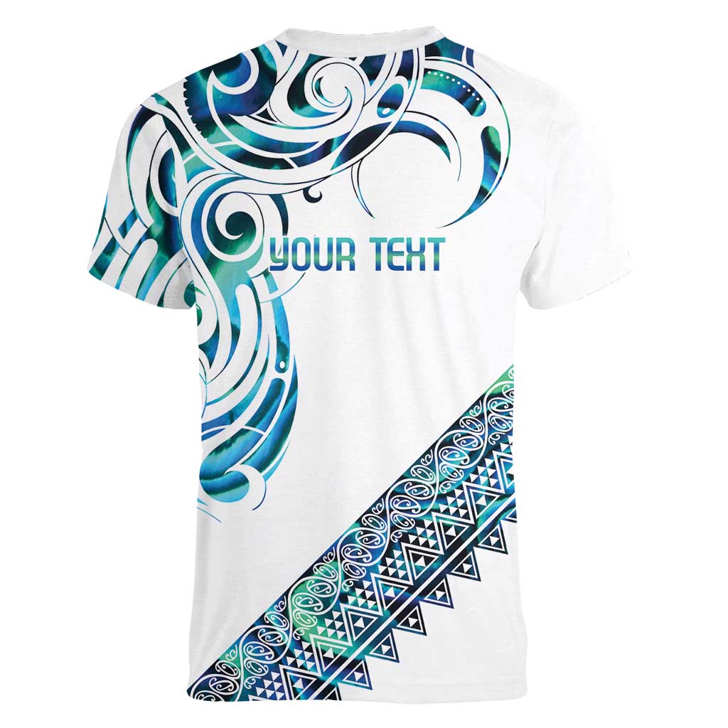 Kahui Whetu Paua shell Kowhaiwhai Taniko Personalised Women V-Neck T-Shirt Turtle Tattoo Maori Tribal Style LT9 - Polynesian Pride