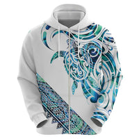 Kahui Whetu Paua shell Kowhaiwhai Taniko Personalised Zip Hoodie Turtle Tattoo Maori Tribal Style