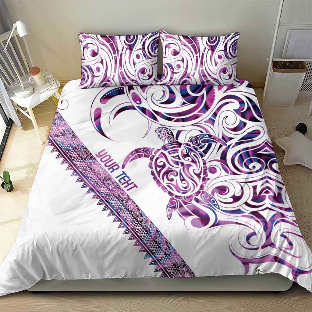 Mawhero Paua shell Kowhaiwhai Taniko Personalised Bedding Set Turtle Tattoo Maori Tribal Style