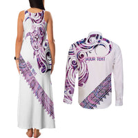 Mawhero Paua shell Kowhaiwhai Taniko Personalised Couples Matching Tank Maxi Dress and Long Sleeve Button Shirt Turtle Tattoo Maori Tribal Style LT9 - Polynesian Pride