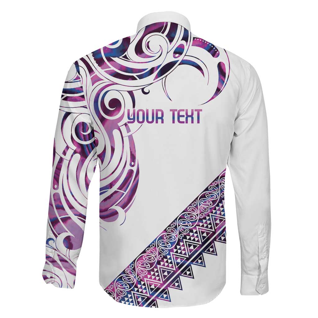 Mawhero Paua shell Kowhaiwhai Taniko Personalised Family Matching Off The Shoulder Long Sleeve Dress and Hawaiian Shirt Turtle Tattoo Maori Tribal Style LT9 - Polynesian Pride