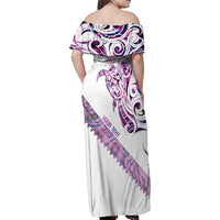 Mawhero Paua shell Kowhaiwhai Taniko Personalised Family Matching Off Shoulder Maxi Dress and Hawaiian Shirt Turtle Tattoo Maori Tribal Style LT9 - Polynesian Pride