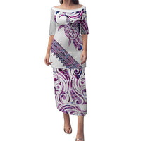 Mawhero Paua shell Kowhaiwhai Taniko Personalised Family Matching Puletasi and Hawaiian Shirt Turtle Tattoo Maori Tribal Style LT9 Mom's Dress Pink - Polynesian Pride
