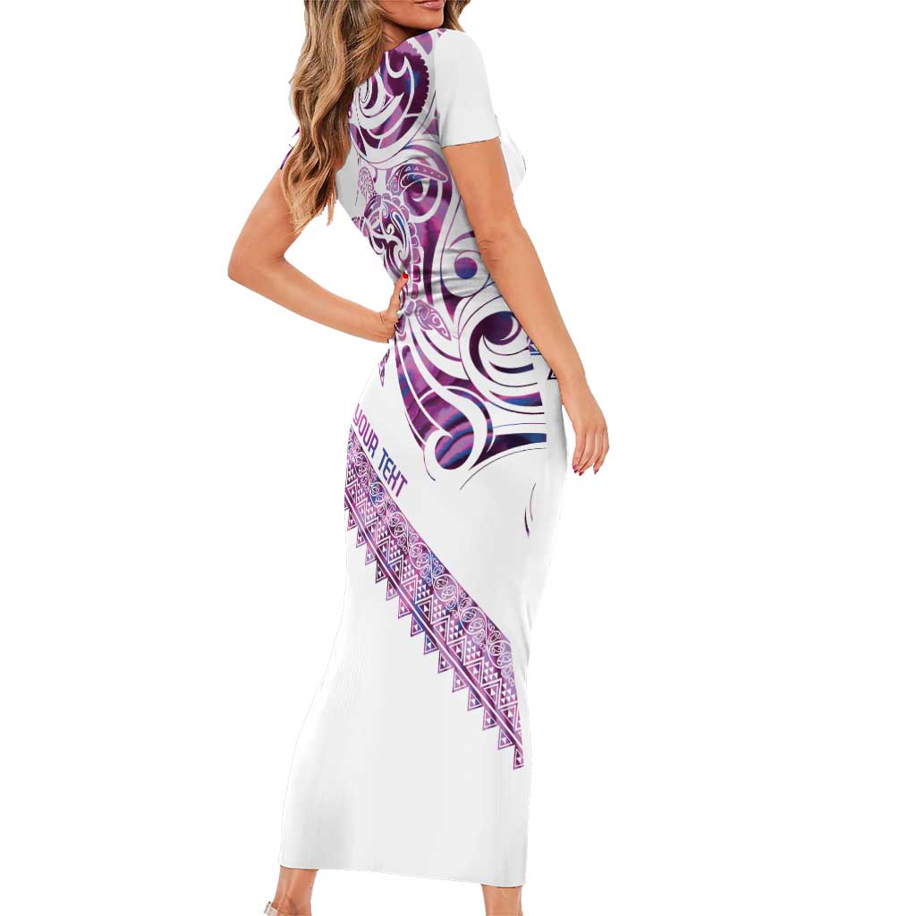 Mawhero Paua shell Kowhaiwhai Taniko Personalised Family Matching Short Sleeve Bodycon Dress and Hawaiian Shirt Turtle Tattoo Maori Tribal Style LT9 - Polynesian Pride