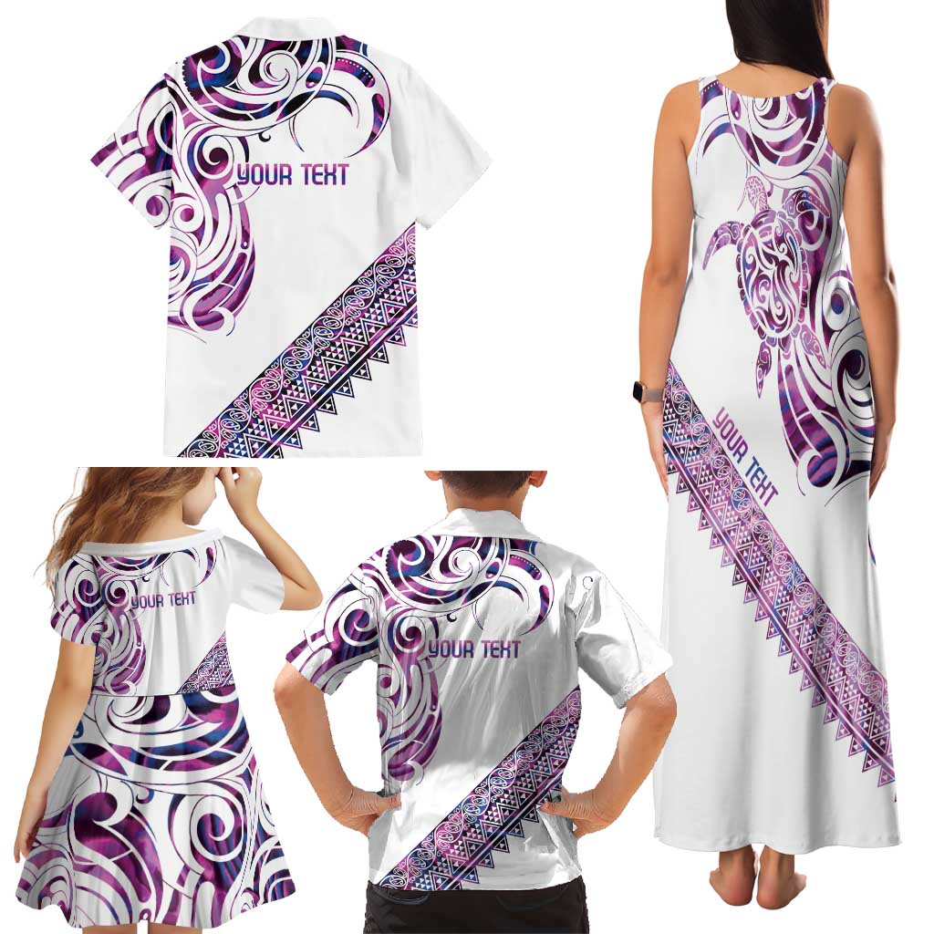Mawhero Paua shell Kowhaiwhai Taniko Personalised Family Matching Tank Maxi Dress and Hawaiian Shirt Turtle Tattoo Maori Tribal Style LT9 - Polynesian Pride
