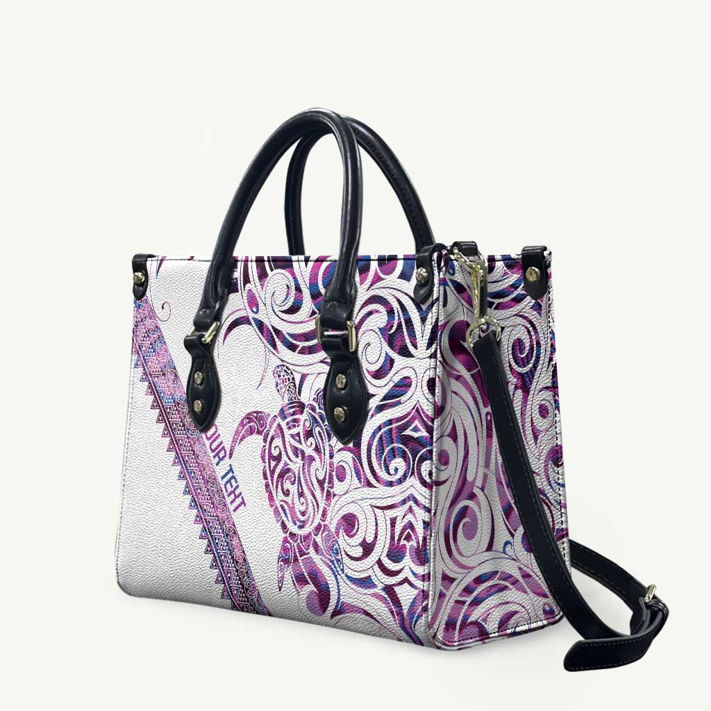Mawhero Paua shell Kowhaiwhai Taniko Personalised Leather Bag Turtle Tattoo Maori Tribal Style