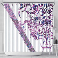 Mawhero Paua shell Kowhaiwhai Taniko Personalised Shower Curtain Turtle Tattoo Maori Tribal Style