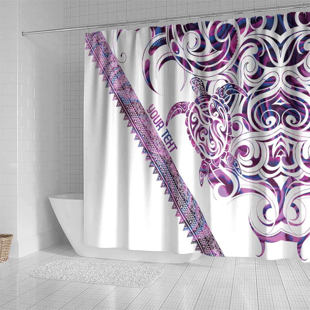 Mawhero Paua shell Kowhaiwhai Taniko Personalised Shower Curtain Turtle Tattoo Maori Tribal Style