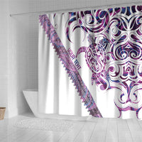 Mawhero Paua shell Kowhaiwhai Taniko Personalised Shower Curtain Turtle Tattoo Maori Tribal Style