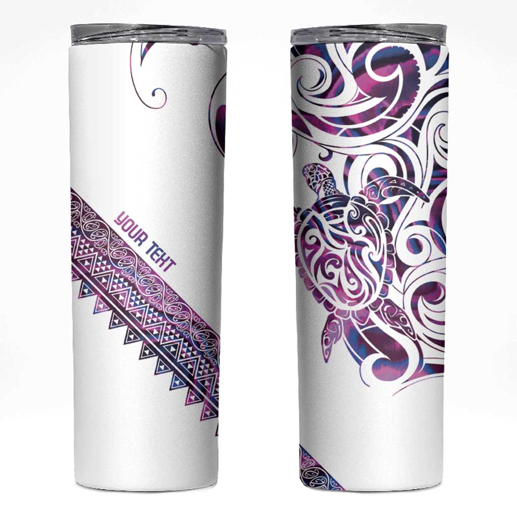Mawhero Paua shell Kowhaiwhai Taniko Personalised Skinny Tumbler Turtle Tattoo Maori Tribal Style LT9 Pink - Polynesian Pride