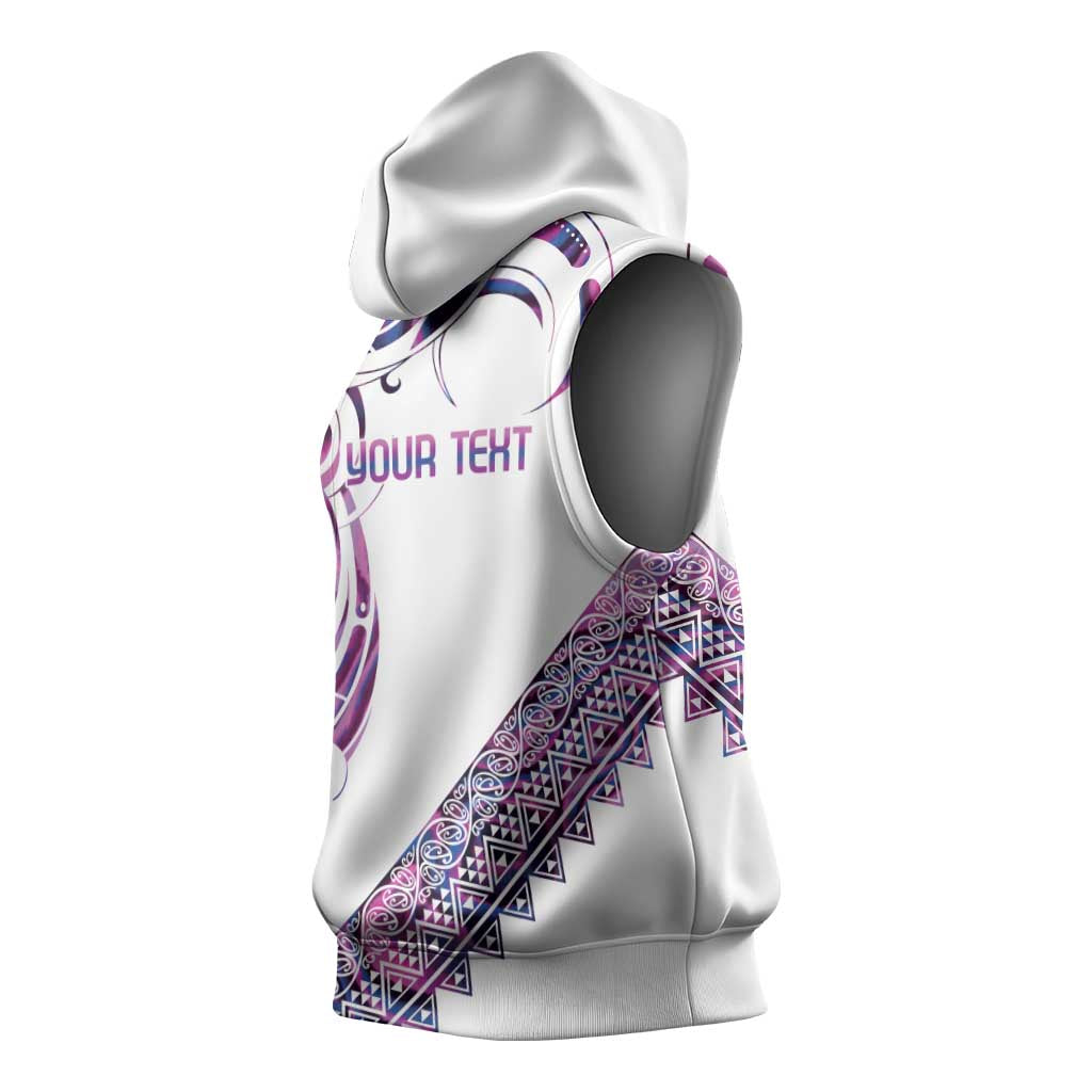 Mawhero Paua shell Kowhaiwhai Taniko Personalised Sleeveless Hoodie Turtle Tattoo Maori Tribal Style