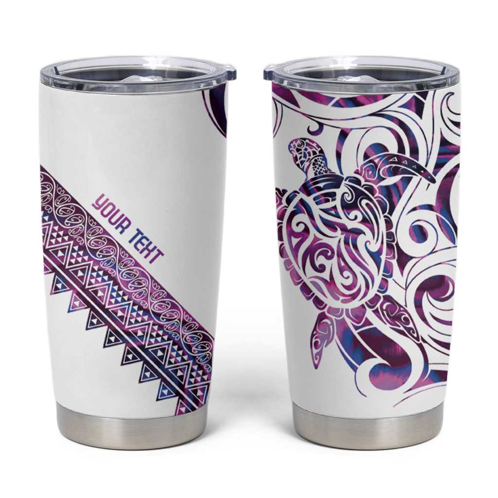 Mawhero Paua shell Kowhaiwhai Taniko Personalised Tumbler Cup Turtle Tattoo Maori Tribal Style
