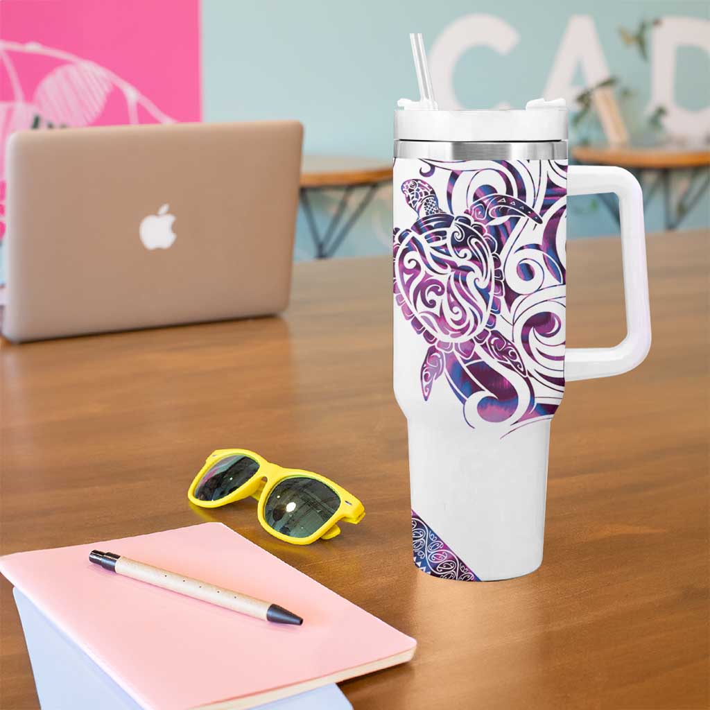 Mawhero Paua shell Kowhaiwhai Taniko Personalised Tumbler With Handle Turtle Tattoo Maori Tribal Style