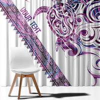 Mawhero Paua shell Kowhaiwhai Taniko Personalised Window Curtain Turtle Tattoo Maori Tribal Style