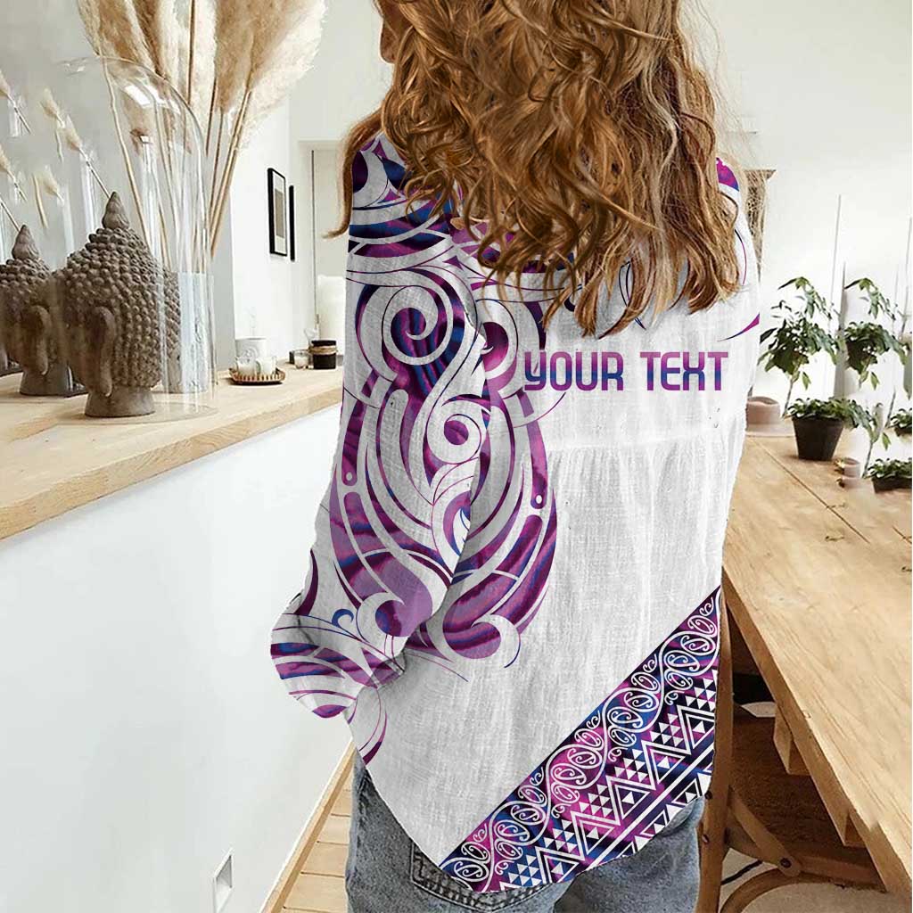 Mawhero Paua shell Kowhaiwhai Taniko Personalised Women Casual Shirt Turtle Tattoo Maori Tribal Style LT9 - Polynesian Pride