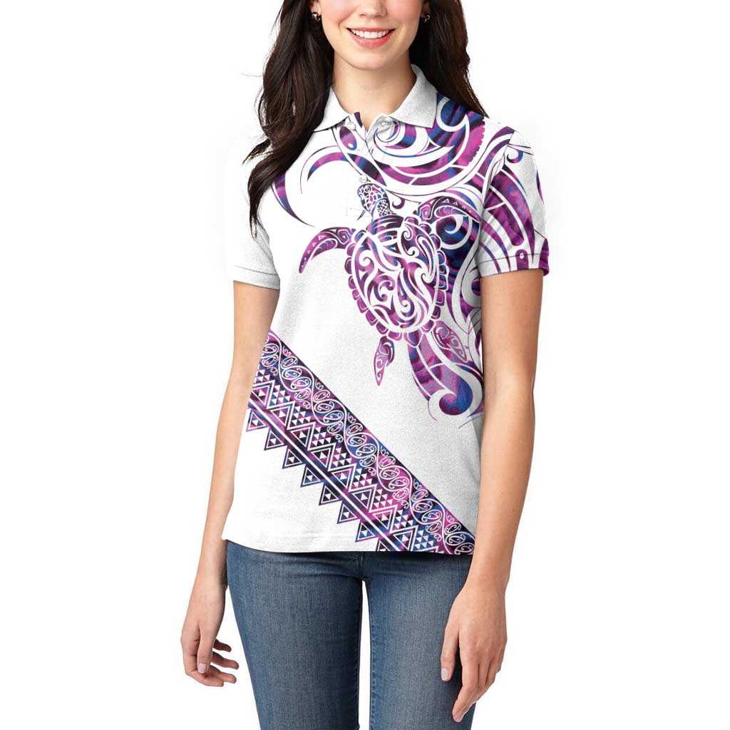 Mawhero Paua shell Kowhaiwhai Taniko Personalised Women Polo Shirt Turtle Tattoo Maori Tribal Style LT9 - Polynesian Pride