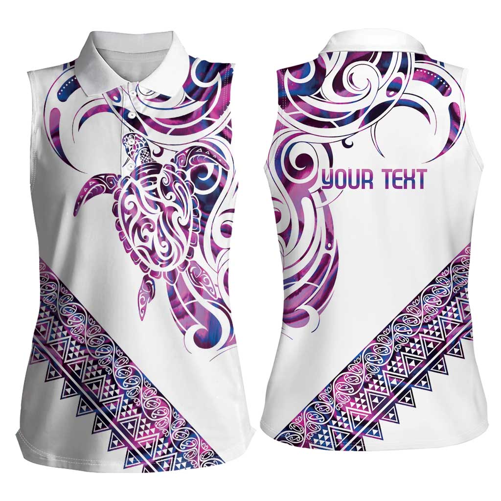 Mawhero Paua shell Kowhaiwhai Taniko Personalised Women Sleeveless Polo Shirt Turtle Tattoo Maori Tribal Style LT9 - Polynesian Pride