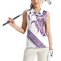 Mawhero Paua shell Kowhaiwhai Taniko Personalised Women Sleeveless Polo Shirt Turtle Tattoo Maori Tribal Style LT9 - Polynesian Pride