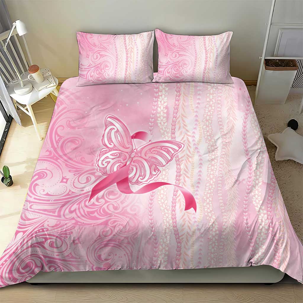 Breast Cancer Awareness Bedding Set Maile Pikake Lokelani Crown Flower Lei Inspired
