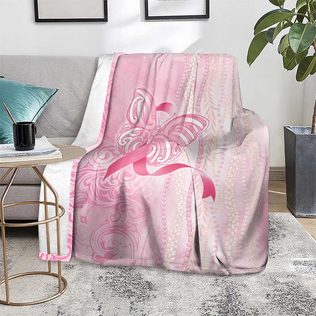 Breast Cancer Awareness Blanket Maile Pikake Lokelani Crown Flower Lei Inspired