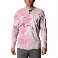Breast Cancer Awareness Button Sweatshirt Maile Pikake Lokelani Crown Flower Lei Inspired