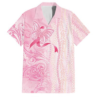 Breast Cancer Awareness Family Matching Off The Shoulder Long Sleeve Dress and Hawaiian Shirt Maile Pikake Lokelani Crown Flower Lei Inspired LT9 Dad's Shirt - Short Sleeve Pink - Polynesian Pride