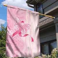 Breast Cancer Awareness Garden Flag Maile Pikake Lokelani Crown Flower Lei Inspired