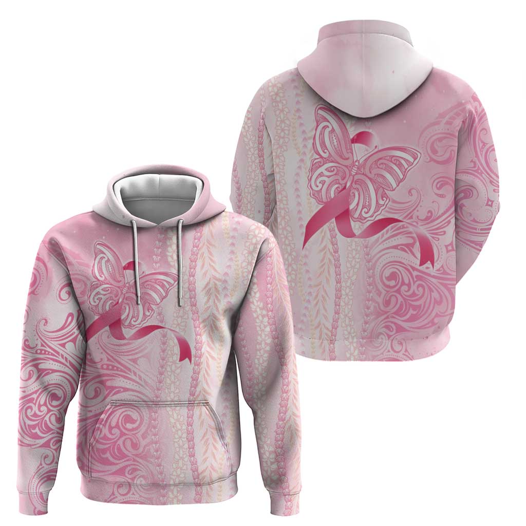 Breast Cancer Awareness Hoodie Maile Pikake Lokelani Crown Flower Lei Inspired