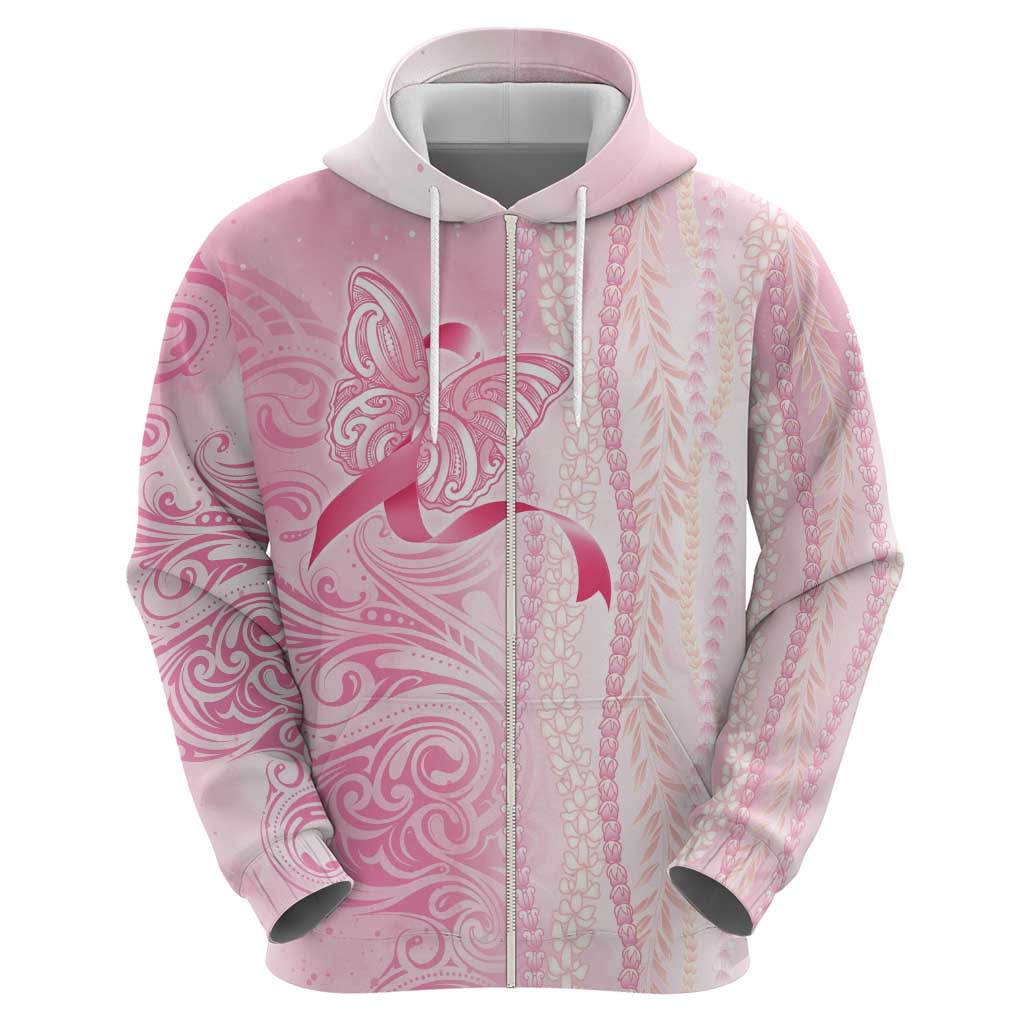 Breast Cancer Awareness Hoodie Maile Pikake Lokelani Crown Flower Lei Inspired