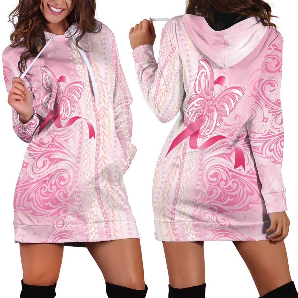 Breast Cancer Awareness Hoodie Dress Maile Pikake Lokelani Crown Flower Lei Inspired LT9 - Polynesian Pride