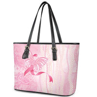 Breast Cancer Awareness Leather Tote Bag Maile Pikake Lokelani Crown Flower Lei Inspired