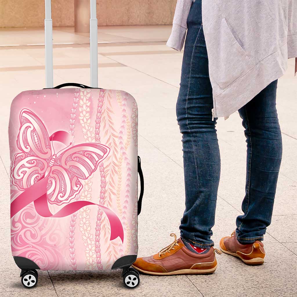 Breast Cancer Awareness Luggage Cover Maile Pikake Lokelani Crown Flower Lei Inspired