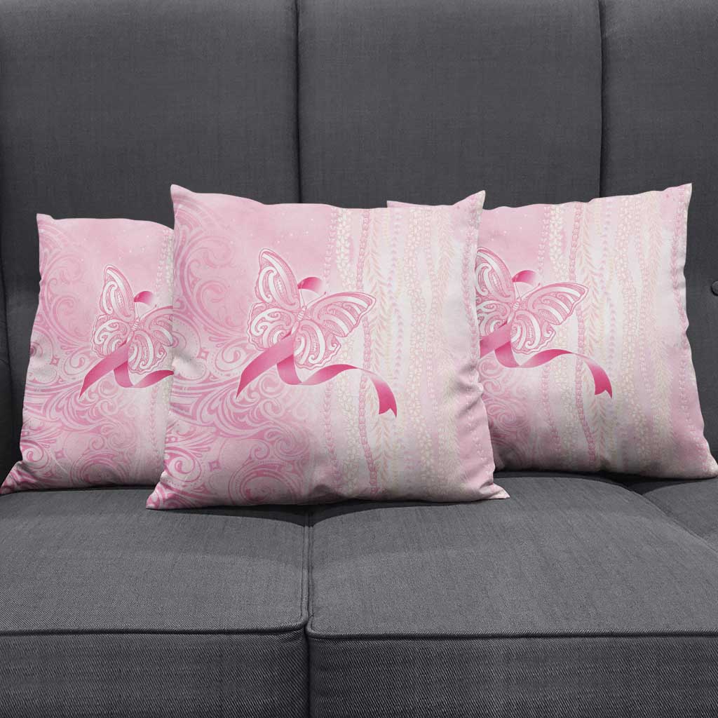 Breast Cancer Awareness Pillow Cover Maile Pikake Lokelani Crown Flower Lei Inspired