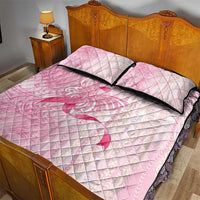 Breast Cancer Awareness Quilt Bed Set Maile Pikake Lokelani Crown Flower Lei Inspired