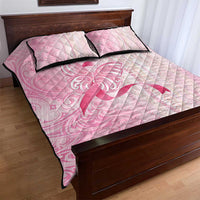 Breast Cancer Awareness Quilt Bed Set Maile Pikake Lokelani Crown Flower Lei Inspired