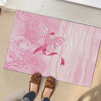 Breast Cancer Awareness Rubber Doormat Maile Pikake Lokelani Crown Flower Lei Inspired