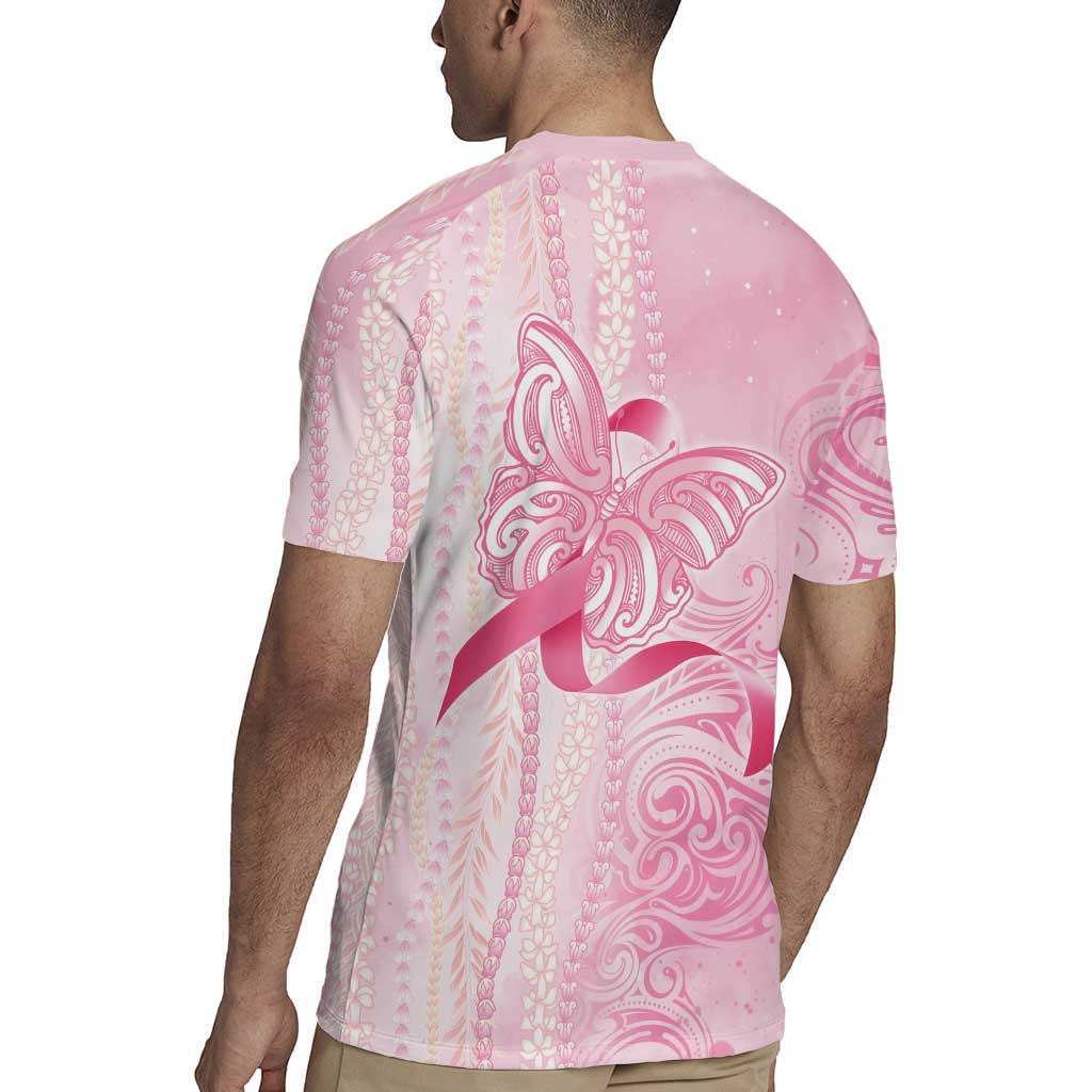 Breast Cancer Awareness Rugby Jersey Maile Pikake Lokelani Crown Flower Lei Inspired
