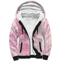 Breast Cancer Awareness Sherpa Hoodie Maile Pikake Lokelani Crown Flower Lei Inspired