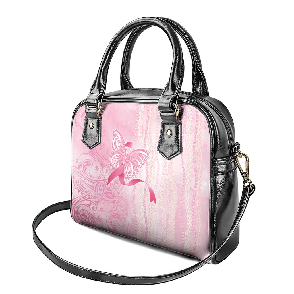 Breast Cancer Awareness Shoulder Handbag Maile Pikake Lokelani Crown Flower Lei Inspired