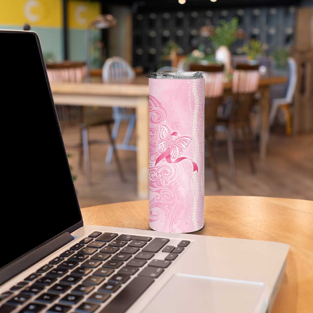 Breast Cancer Awareness Skinny Tumbler Maile Pikake Lokelani Crown Flower Lei Inspired LT9 - Polynesian Pride