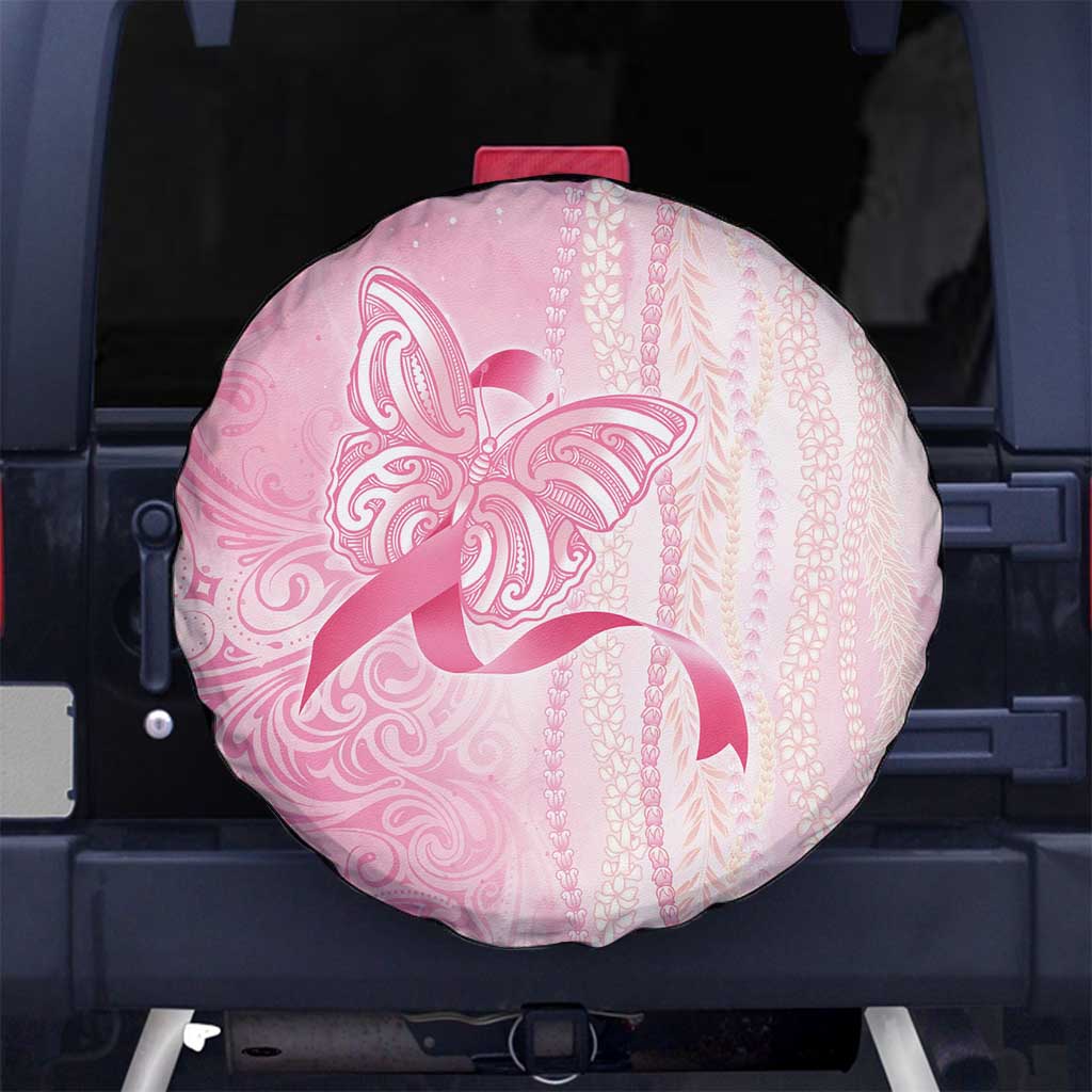 Breast Cancer Awareness Spare Tire Cover Maile Pikake Lokelani Crown Flower Lei Inspired