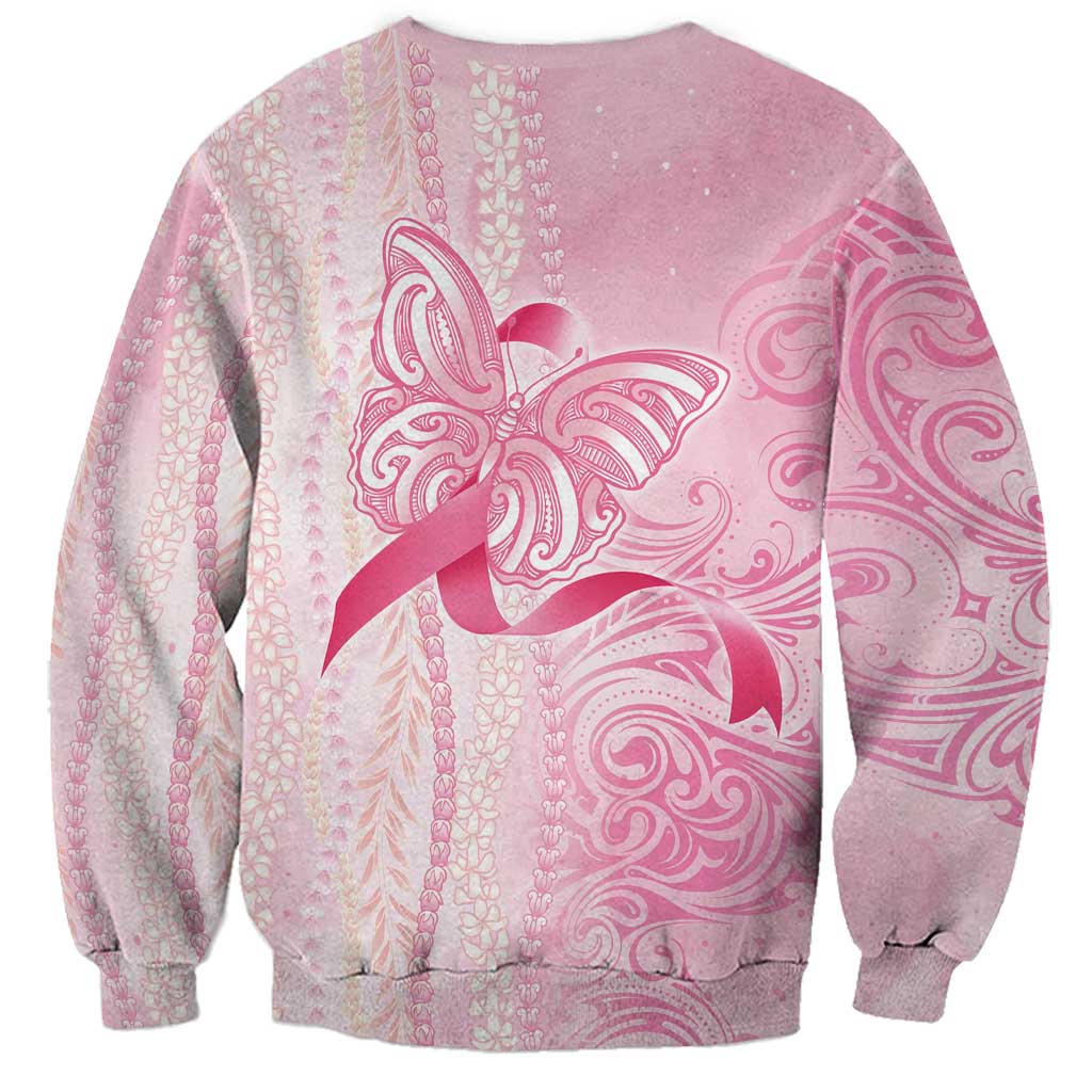 Breast Cancer Awareness Sweatshirt Maile Pikake Lokelani Crown Flower Lei Inspired