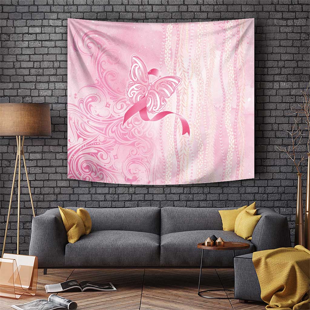Breast Cancer Awareness Tapestry Maile Pikake Lokelani Crown Flower Lei Inspired