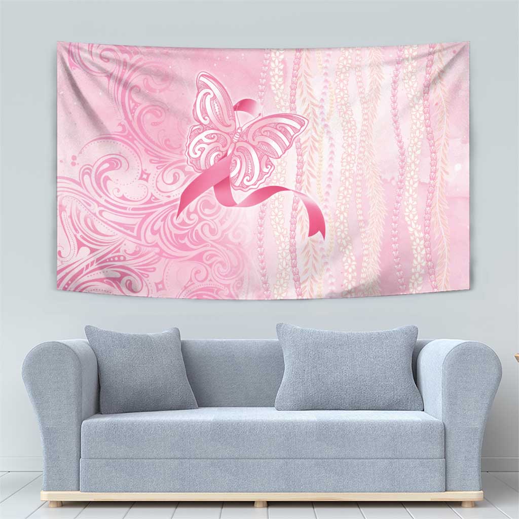 Breast Cancer Awareness Tapestry Maile Pikake Lokelani Crown Flower Lei Inspired