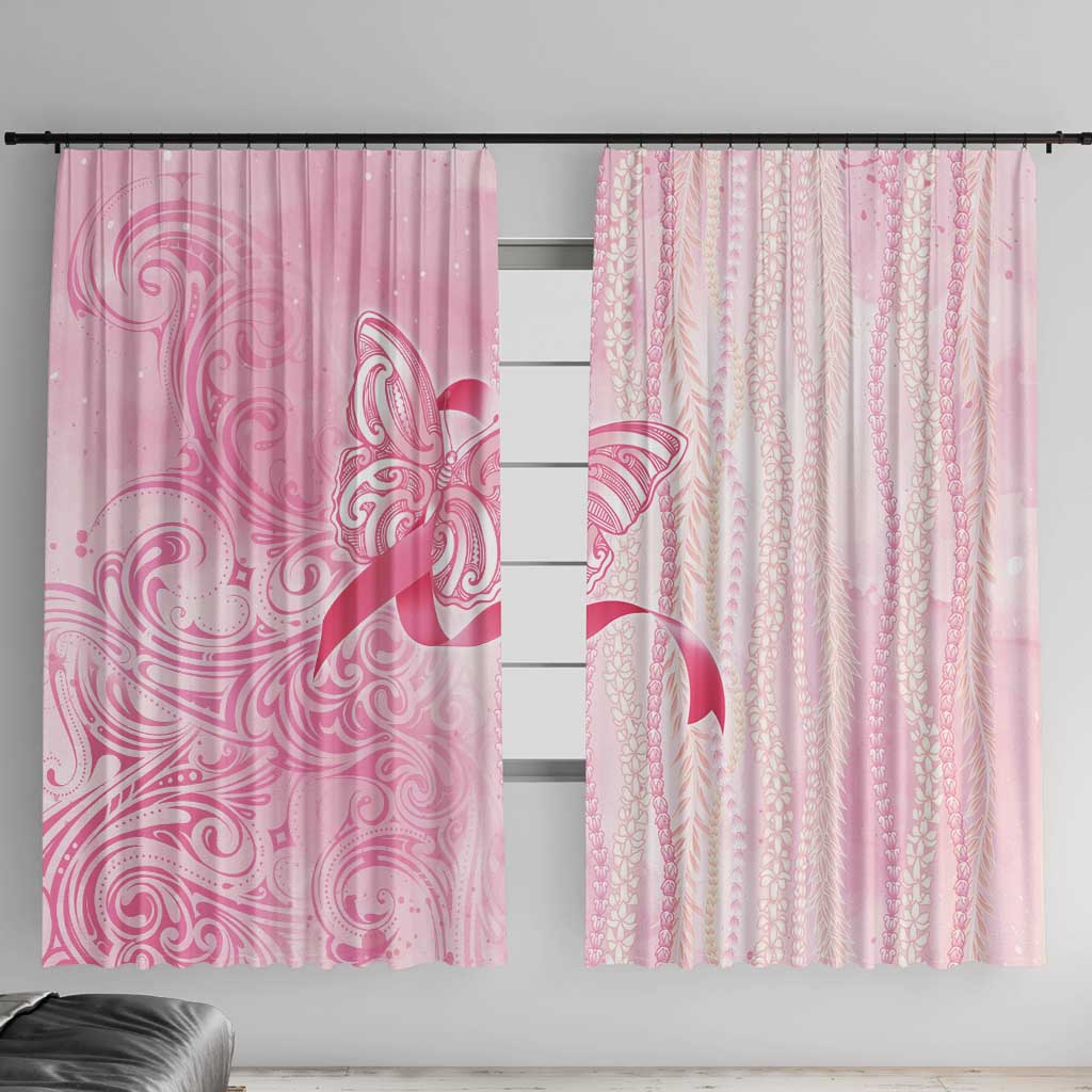 Breast Cancer Awareness Window Curtain Maile Pikake Lokelani Crown Flower Lei Inspired