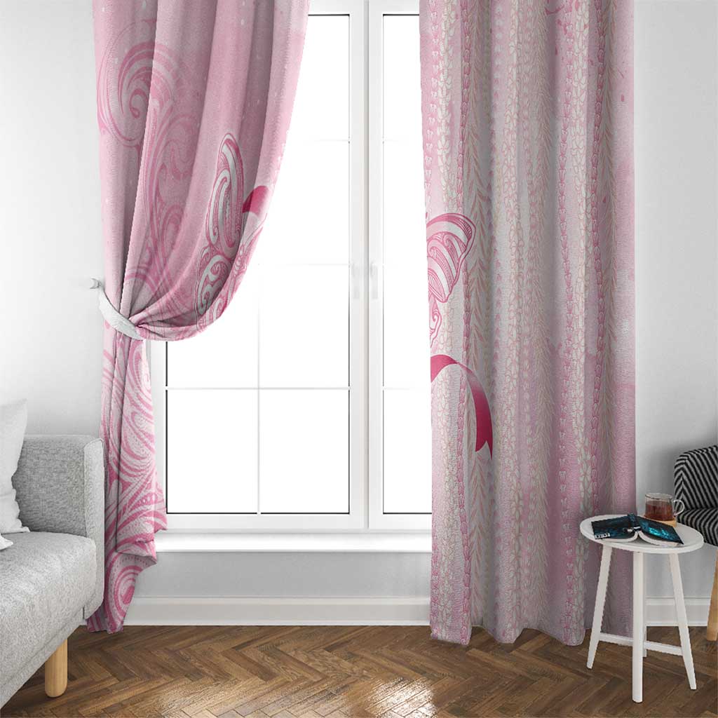 Breast Cancer Awareness Window Curtain Maile Pikake Lokelani Crown Flower Lei Inspired