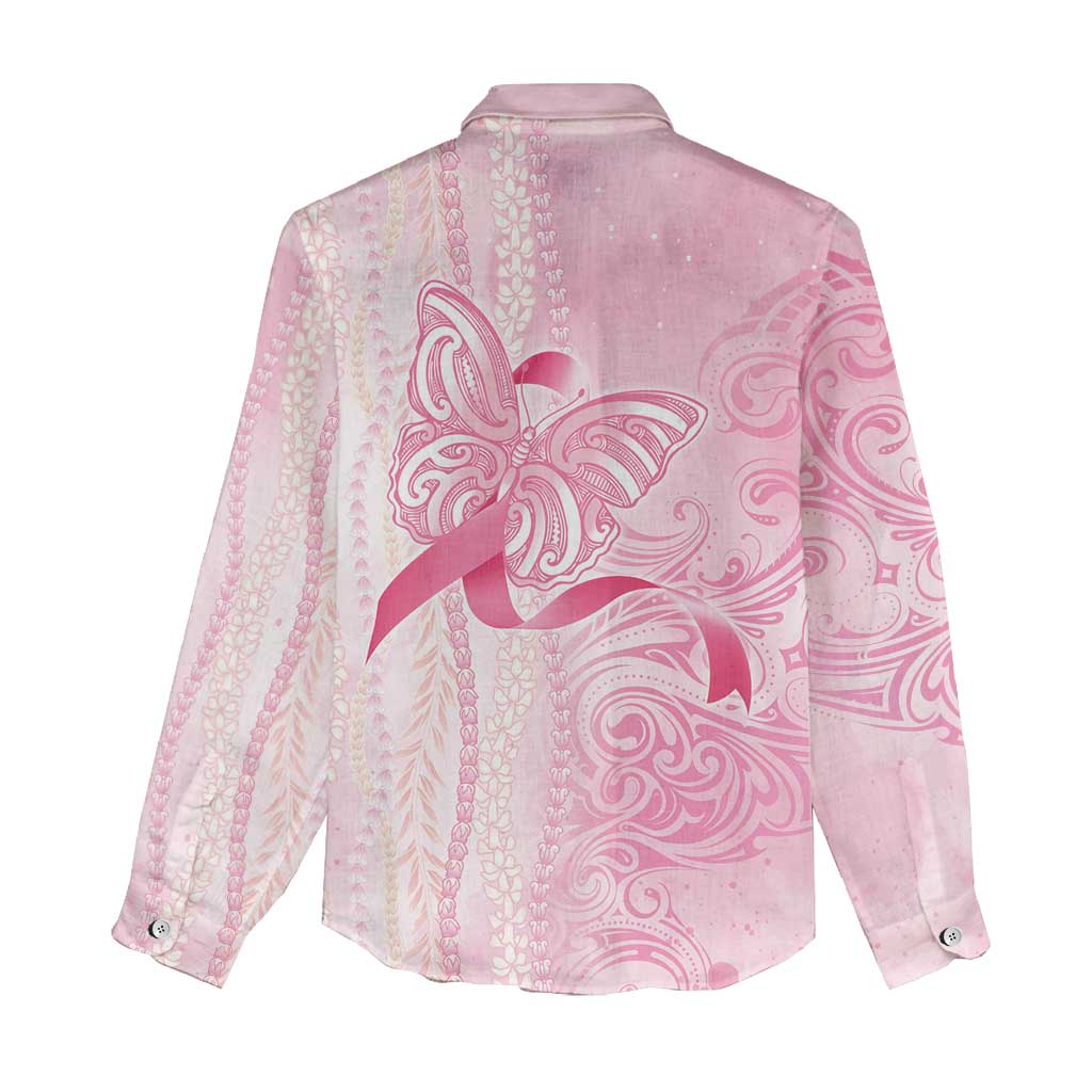 Breast Cancer Awareness Women Casual Shirt Maile Pikake Lokelani Crown Flower Lei Inspired LT9 - Polynesian Pride