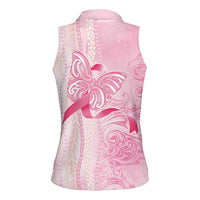 Breast Cancer Awareness Women Sleeveless Polo Shirt Maile Pikake Lokelani Crown Flower Lei Inspired LT9 - Polynesian Pride