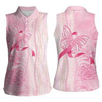 Breast Cancer Awareness Women Sleeveless Polo Shirt Maile Pikake Lokelani Crown Flower Lei Inspired LT9 - Polynesian Pride